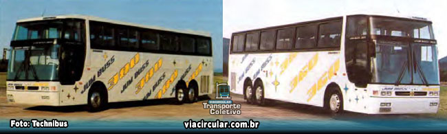 Busscar Jum Buss 380 (esquerda) e Jum Buss 360 (direita)
